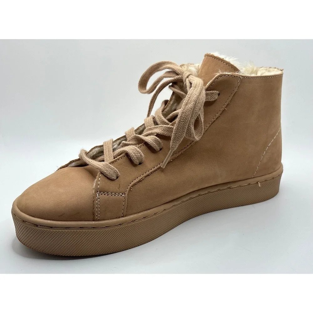 Zara Women Tan High Top Faux Fur Lined Platform Sneakers 2438/610/098‎ EU 36